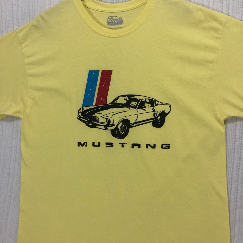 Ford's Garage Mustang‎ T-Shirt Graphic Tee 50 Years Cars Yellow XL